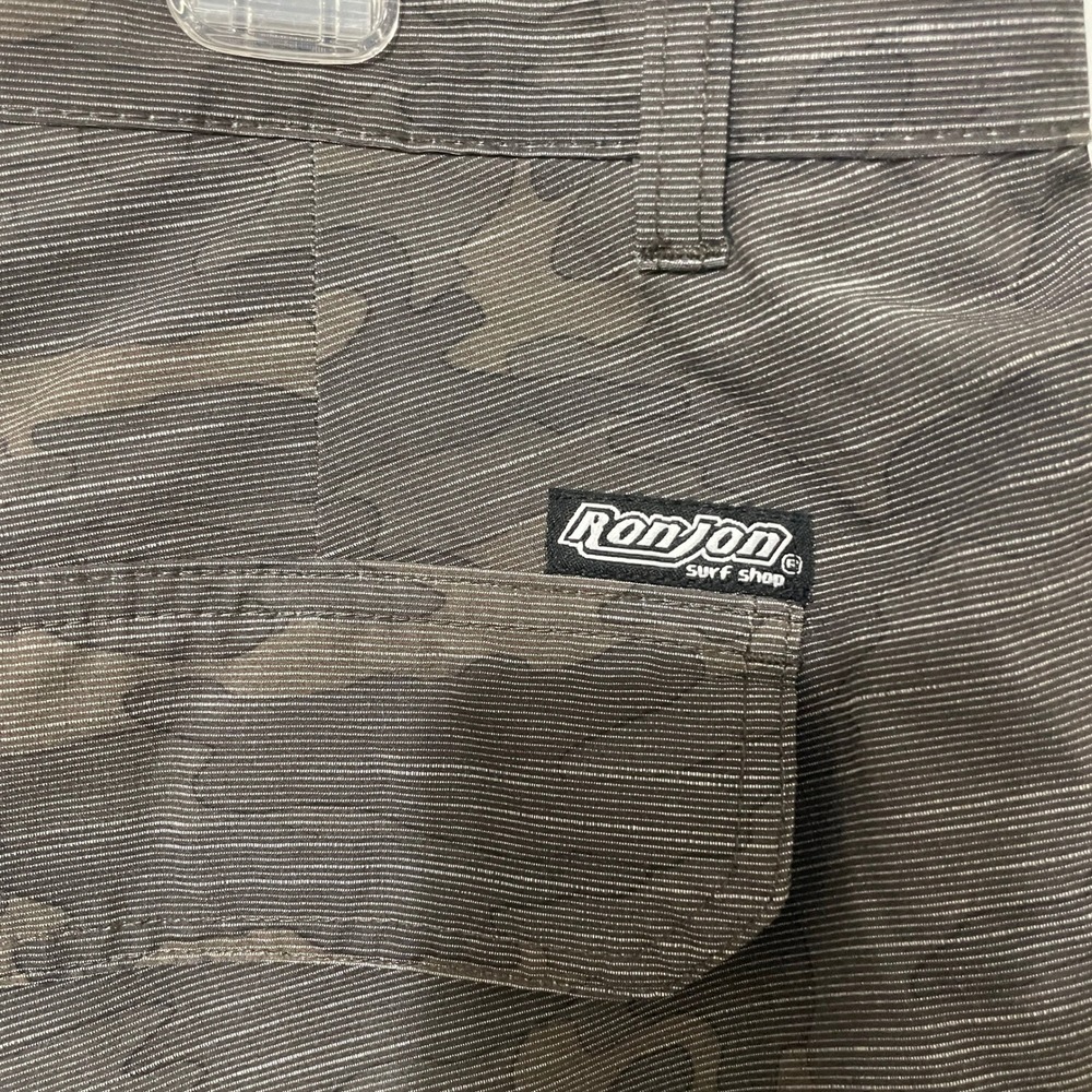 Ron Jon Surf Shop Mens Camo Hybrid Shorts Brown Gray Size 38 Zipper Pocket